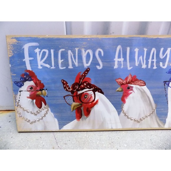NEW Hens Chickens Country Wall Art Home Farmhouse Print Friends Always Welcome - Picture 2 of 4